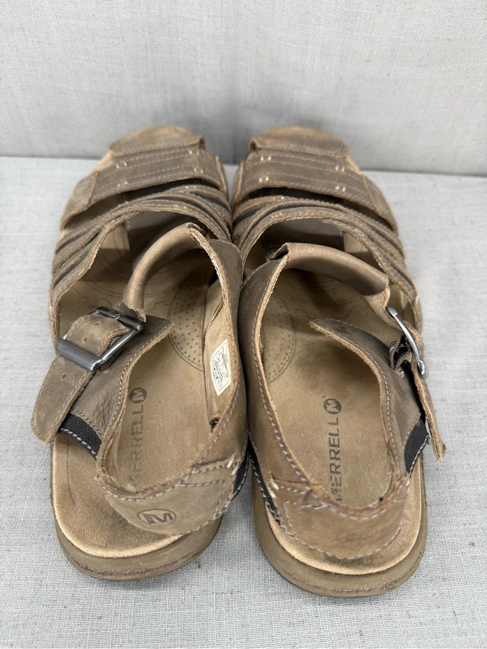 Merrell Espresso mens brown leather fisherman sandals size 11
